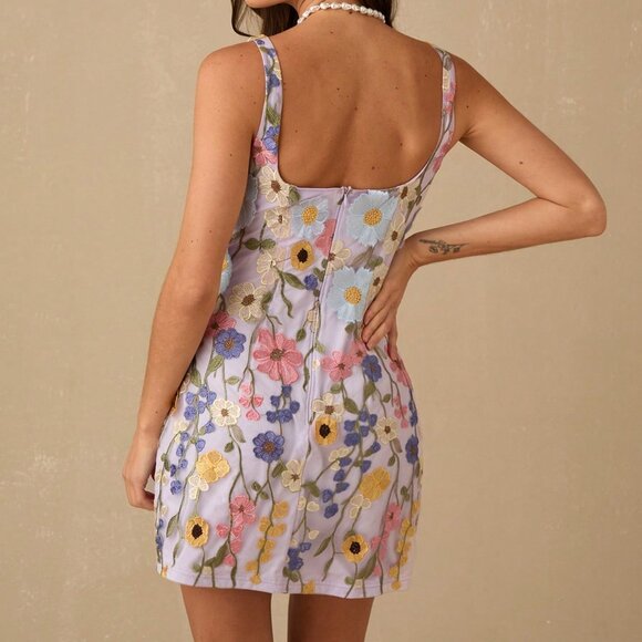 Mauve Purple Boho Women's Pastel Cute Mini Dress - Picture 2 of 7